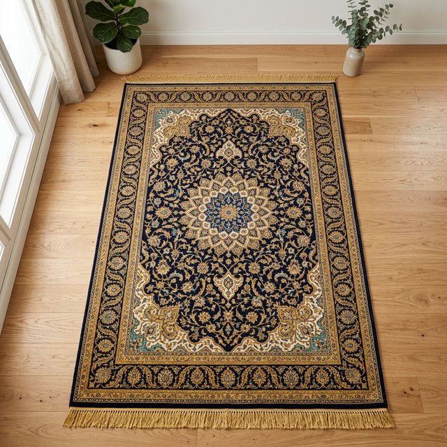 Navy Gold Persian Rug